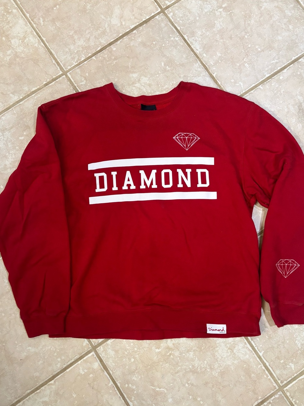Diamond Supply Co. Red Crewneck with White Logo